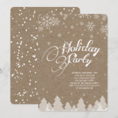 Winter Wonderland Snowflakes Holiday Party Invite Kaart (Voorkant / Achterkant)