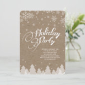 Winter Wonderland Snowflakes Holiday Party Invite Kaart (Staand voorkant)