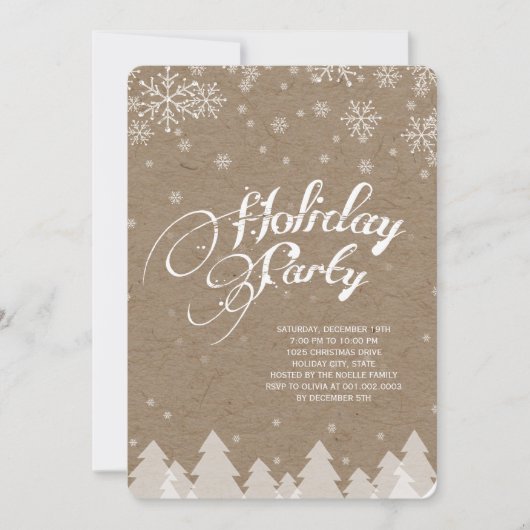 Winter Wonderland Snowflakes Holiday Party Invite Kaart (Voorkant)