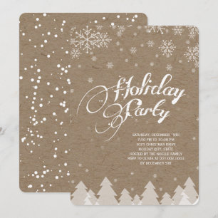 Winter Wonderland Snowflakes Holiday Party Invite Kaart