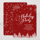 Winter Wonderland Snowflakes Holiday Party Invite Kaart (Voorkant / Achterkant)