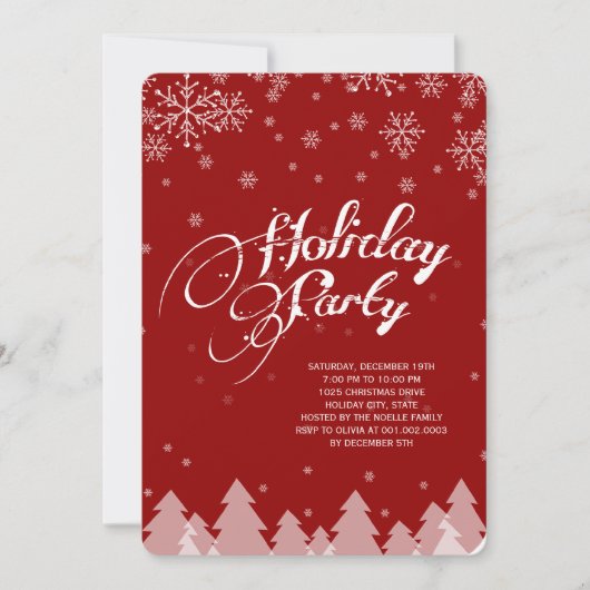 Winter Wonderland Snowflakes Holiday Party Invite Kaart (Voorkant)