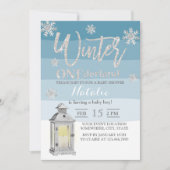 Winter Wonderland Snowflakes & Lantern Baby shower Kaart (Voorkant)