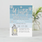 Winter Wonderland Snowflakes & Lantern Baby shower Kaart (Staand voorkant)