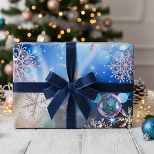Winter Wonderland Snowflakes lichten en bubbels Inpakpapier Vel