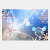 Winter Wonderland Snowflakes lichten en bubbels Inpakpapier Vel (Voorkant 2)