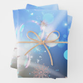 Winter Wonderland Snowflakes lichten en bubbels Inpakpapier Vel (In situ)
