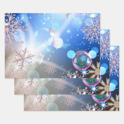 Winter Wonderland Snowflakes lichten en bubbels Inpakpapier Vel (Set)