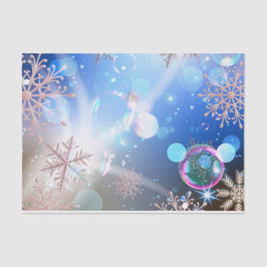 Winter Wonderland Snowflakes Lights and Bubbles Tissuepapier (Voorkant)