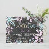 Winter Wonderland Snowflakes Sparkle Baby shower Kaart (Staand voorkant)