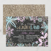 Winter Wonderland Snowflakes Sparkle Baby shower Kaart (Voorkant / Achterkant)