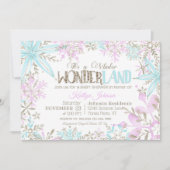 Winter Wonderland Snowflakes Sparkle Baby shower Kaart (Voorkant)