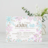 Winter Wonderland Snowflakes Sparkle Baby shower Kaart (Staand voorkant)