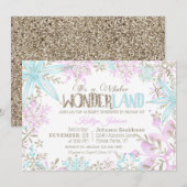 Winter Wonderland Snowflakes Sparkle Baby shower Kaart (Voorkant / Achterkant)