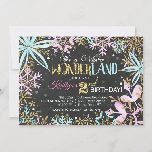 Winter Wonderland Snowflakes Sparkle Birthday Feestdagenkaart (Voorkant)