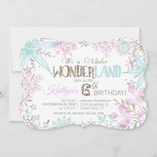 Winter Wonderland Snowflakes Sparkle Birthday Feestdagenkaart (Voorkant)