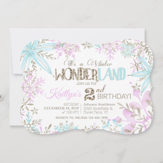 Winter Wonderland Snowflakes Sparkle Birthday Feestdagenkaart (Voorkant)