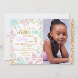 Winter Wonderland Snowflakes Sparkle Birthday Kaart