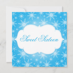 Winter Wonderland Snowflakes Sweet 16 Birthday Kaart
