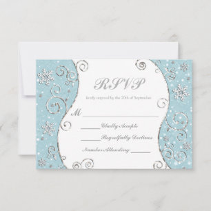 Winter Wonderland Snowflakes Swirl RSVP-kaart RSVP Kaartje