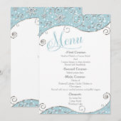 Winter Wonderland Snowflakes Swirl Wedding Menu (Voorkant / Achterkant)