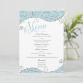 Winter Wonderland Snowflakes Swirl Wedding Menu (Staand voorkant)
