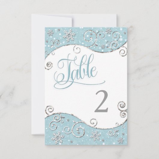 Winter Wonderland Snowflakes Tafelnummer Kaart (Voorkant)