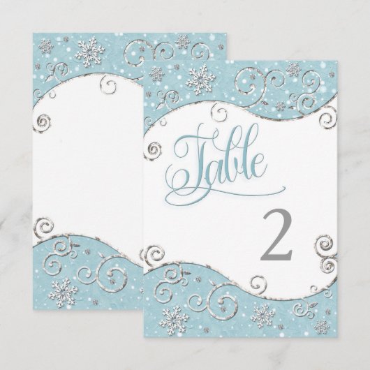 Winter Wonderland Snowflakes Tafelnummer Kaart (Voorkant / Achterkant)