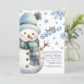 Winter Wonderland Snowman Baby shower Kaart (Staand voorkant)