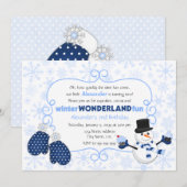 Winter Wonderland Snowman Birthday Kaart (Voorkant / Achterkant)