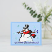 Winter Wonderland Snowman Briefkaart (Staand voorkant)