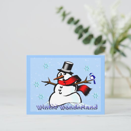 Winter Wonderland Snowman Briefkaart (Staand voorkant)
