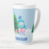 Winter Wonderland Snowman Couple Latte Mok (Rechterhoek)
