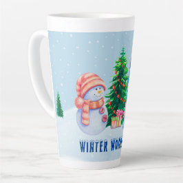 Winter Wonderland Snowman Couple Latte Mok