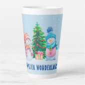 Winter Wonderland Snowman Couple Latte Mok (Voorkant)