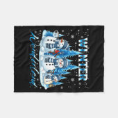 Winter Wonderland Snowman Family Snowflake Cozy Wi Fleece Deken (Voorkant (Horizontaal))