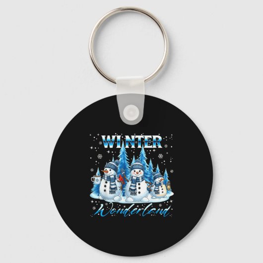 Winter Wonderland Snowman Family Snowflake Cozy Wi Sleutelhanger (Voorkant)