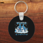 Winter Wonderland Snowman Family Snowflake Cozy Wi Sleutelhanger (Voorkant)