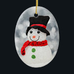 Winter Wonderland Snowman Keramisch Ornament<br><div class="desc">Keramische siervoorwerpen met een afbeelding van een schattige sneeuwpop in de sneeuw.</div>