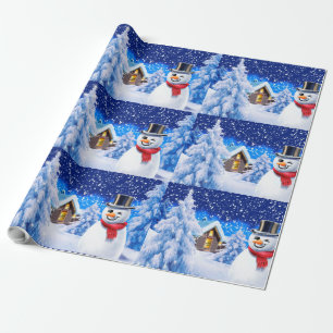 Winter wonderland snowman kerstinpakpapier cadeaupapier