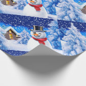 Winter wonderland snowman kerstinpakpapier cadeaupapier (Hoek)
