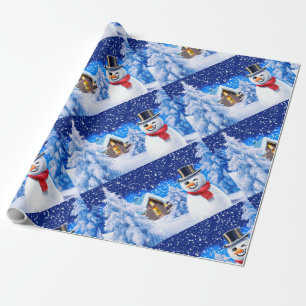 Winter wonderland snowman kerstinpakpapier cadeaupapier