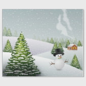 Winter Wonderland Snowman Kerstmis Cadeaupapier (Vlak)