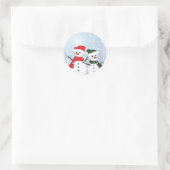 Winter Wonderland Snowman Ons eerste kerstfeest Ronde Sticker (Tas)
