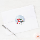Winter Wonderland Snowman Ons eerste kerstfeest Ronde Sticker (Envelop)