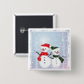 Winter Wonderland Snowman Ons eerste kerstfeest Vierkante Button 5,1 Cm (Voorkant /achterkant)