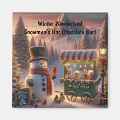 Winter Wonderland Snowman's Hot Chocolate Cart Magneet (Voorkant)