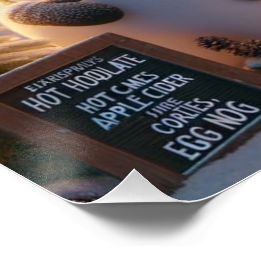 Winter Wonderland Snowman's Hot Chocolate Cart Perfect Poster (Hoek)