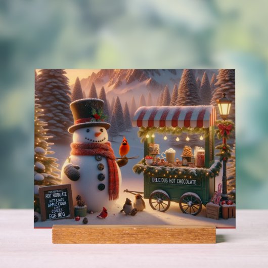 Winter Wonderland Snowman's Hot Chocolate Winkelwa Acryl Bord (Neutraal)