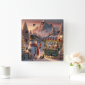 Winter Wonderland Snowman's Hot Chocolate Winkelwa Vierkante Klok (Huis)